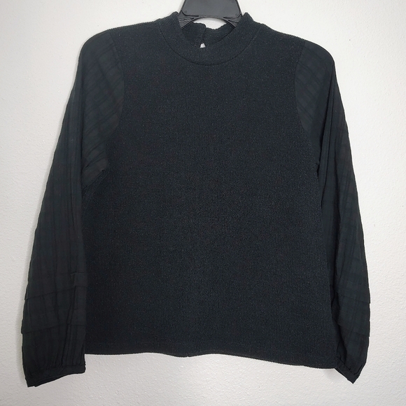 Madewell Tops - Madewell Women's Black Balloon Sleeves High Neck Sz L